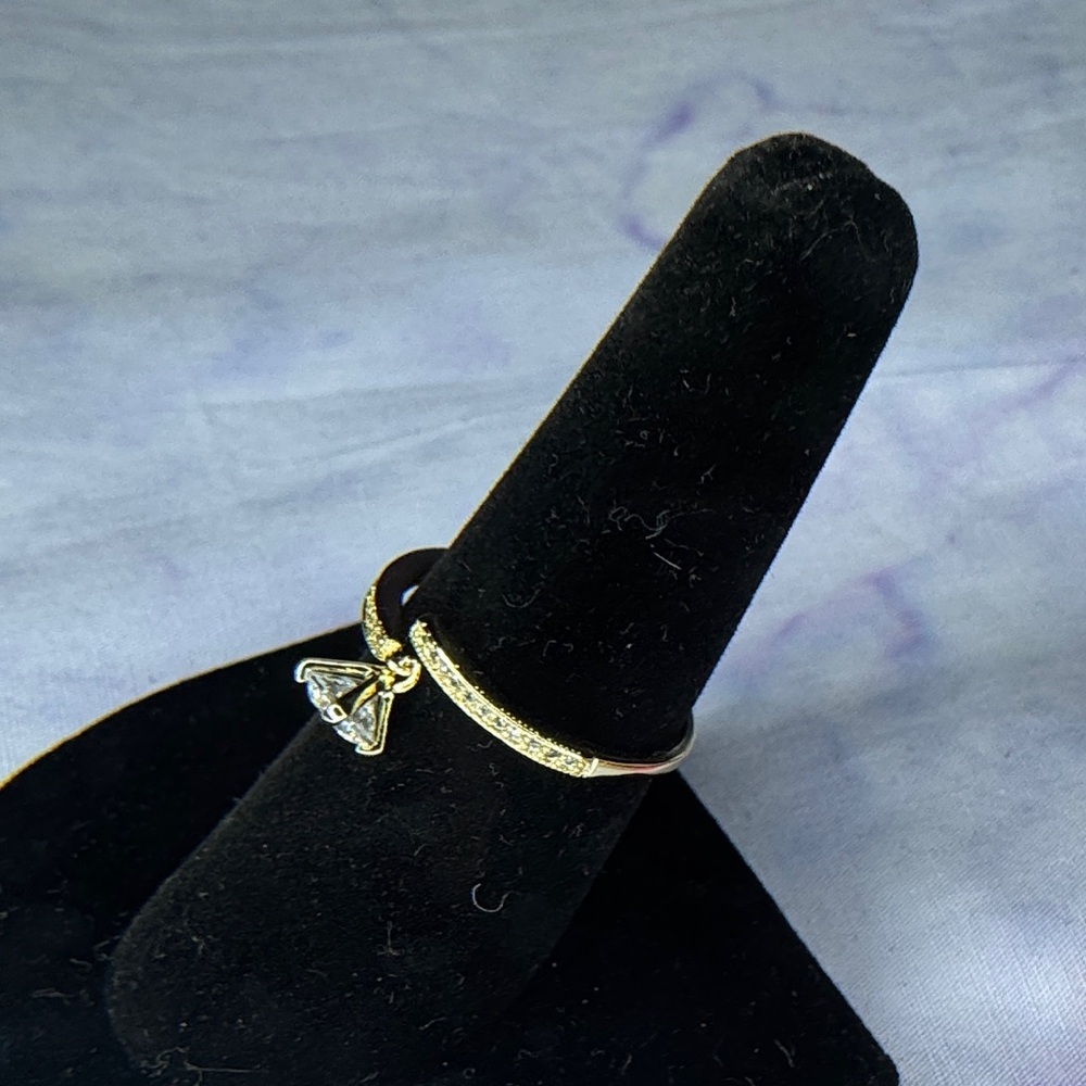 Gold-Tone Pavé Wrap Ring with Floating Clear Center Stone - Picture 4 of 4